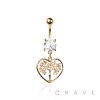 316L SURGICAL STEEL MULTI CZ TREE OF LOVE DANGLE BELLY BUTTON NAVEL RING 